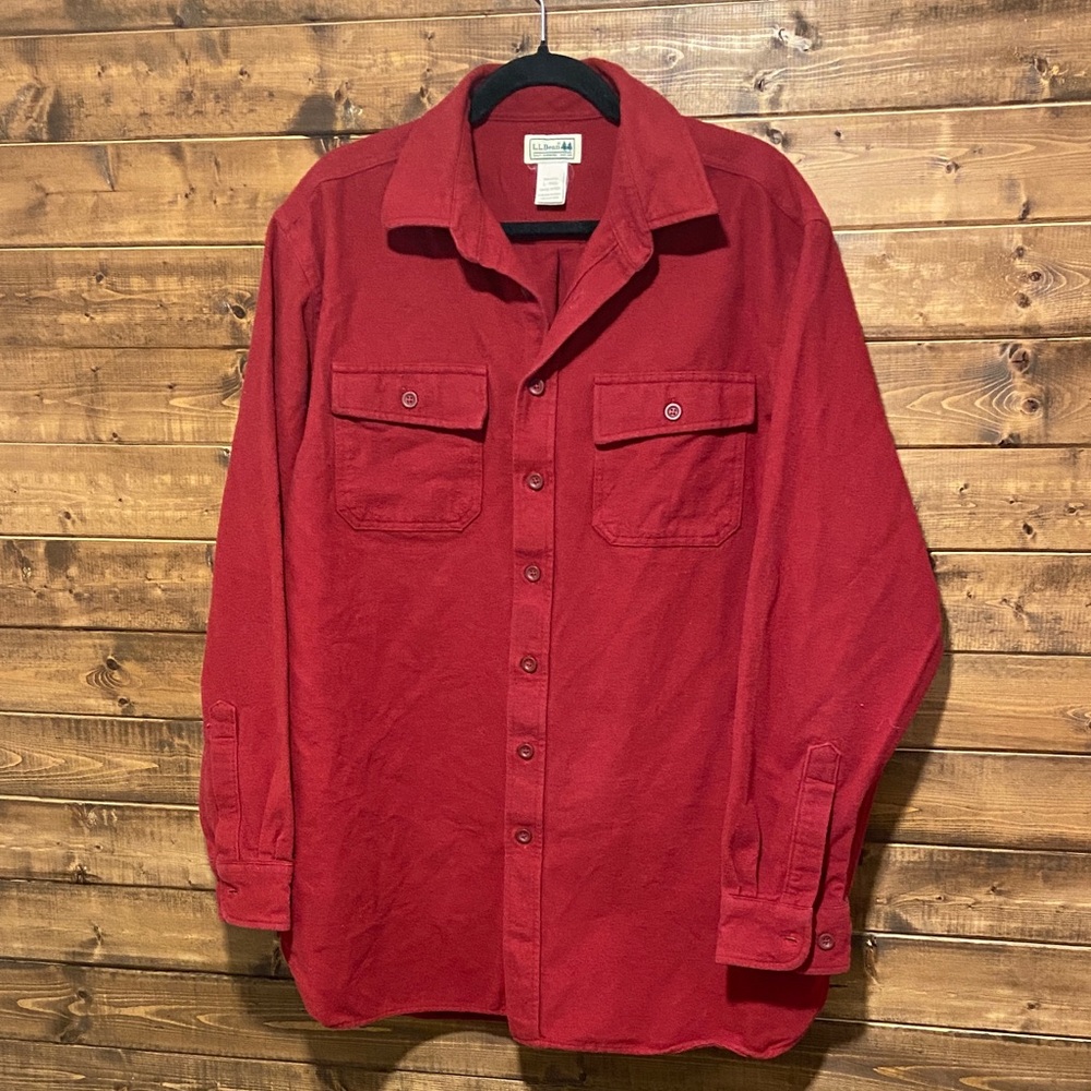 L.L. Bean Men’s Red Button-Up Shirt | Size L Tall